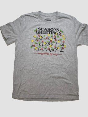 Stranger Things Greetings From The Upside Down Christmas Lights Mens Shirt New L